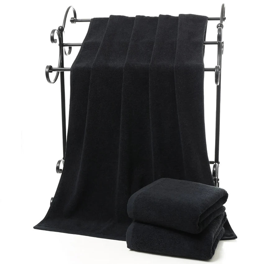 Black Large Bath Towel Cotton Thick
