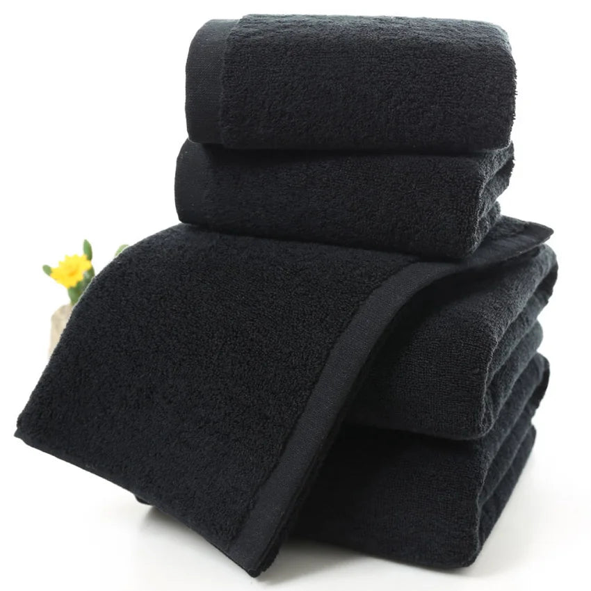 Black Large Bath Towel Cotton Thick