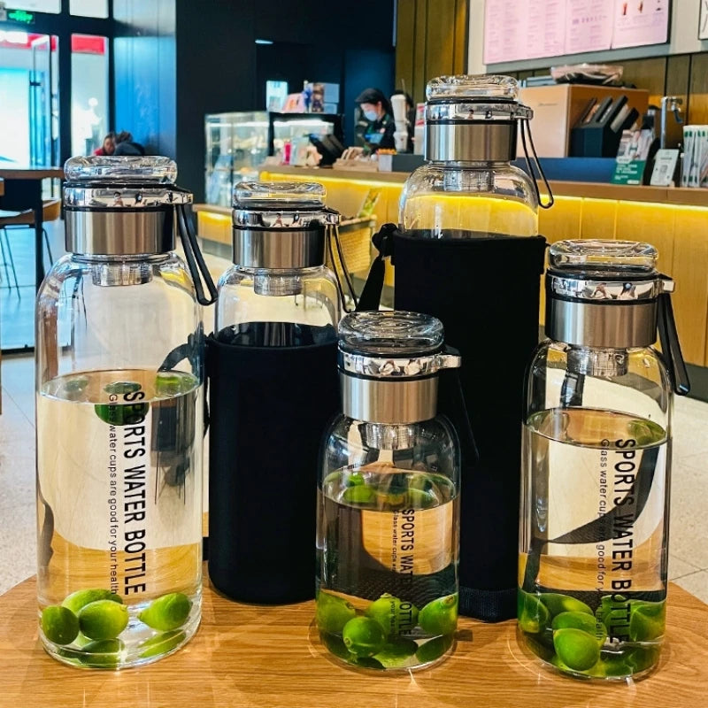 Glass Water Bottle Leakproof Drinkware