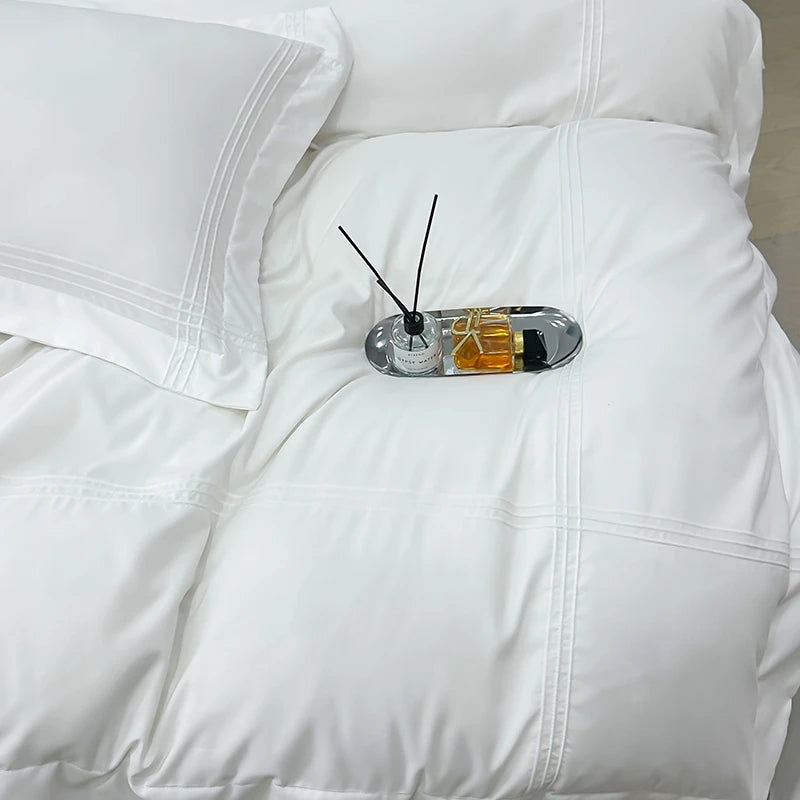 White Color Duvet Cover Set Soft Breathable