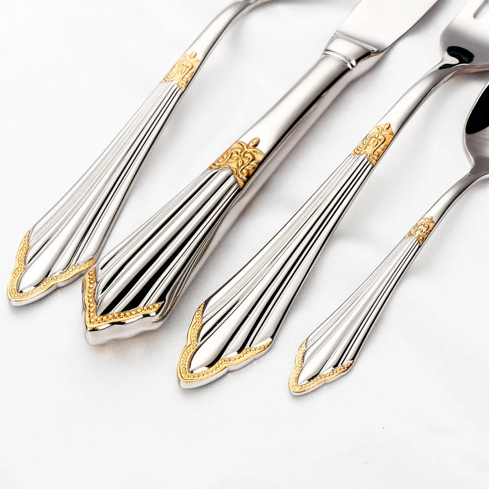 Gold Plated Flatware Set Table Knife