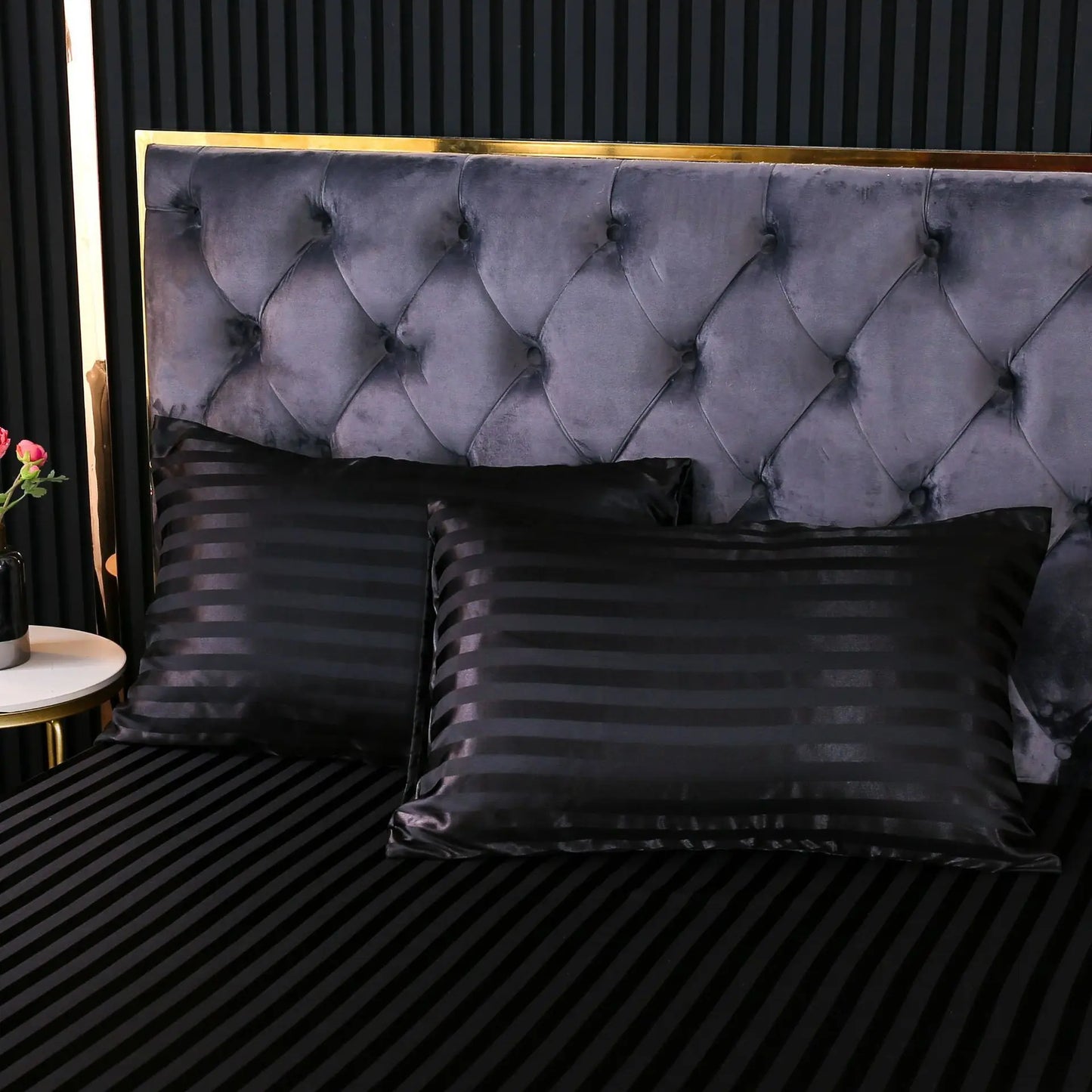 Bedding Set Black Satin Duvet Cover