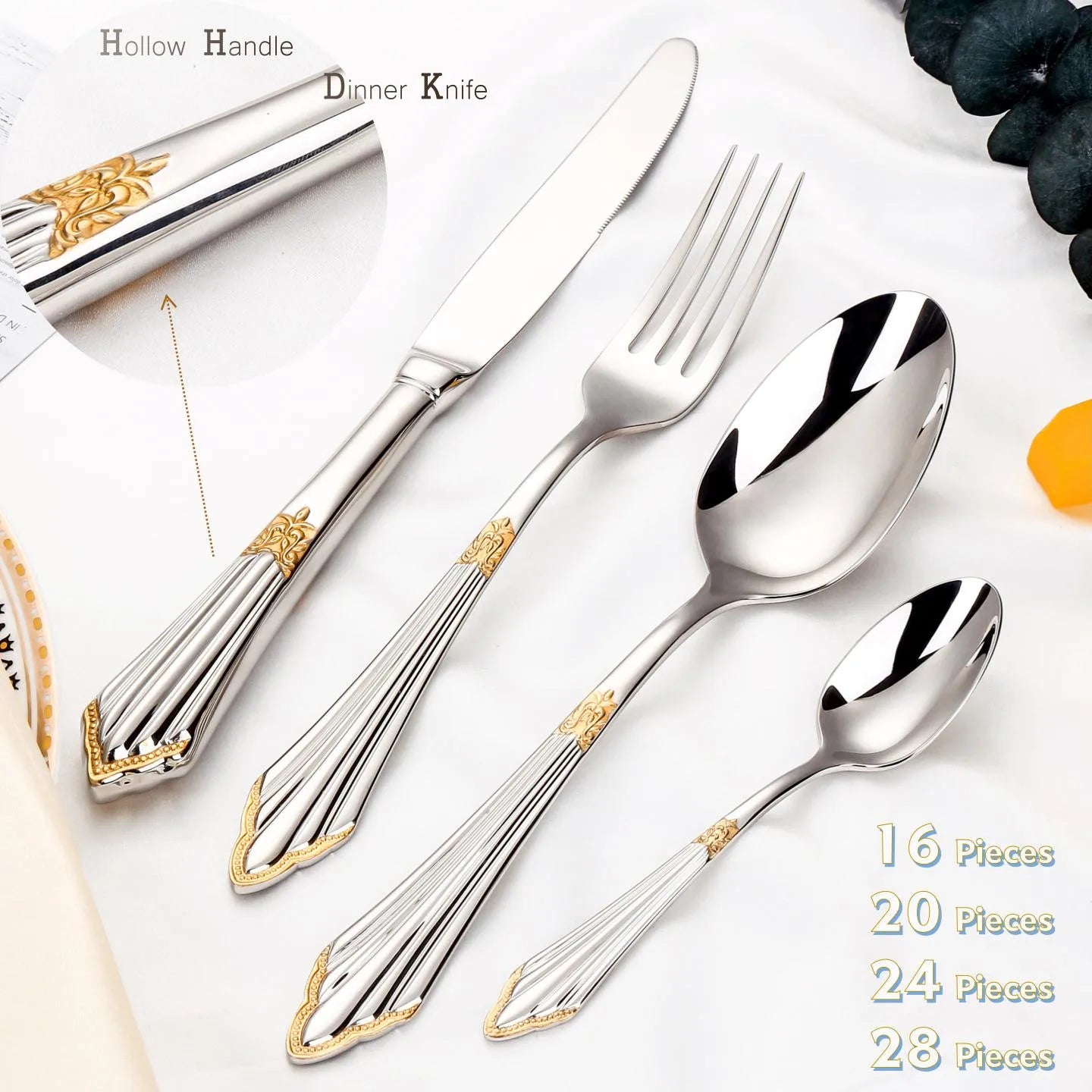 Gold Plated Flatware Set Table Knife