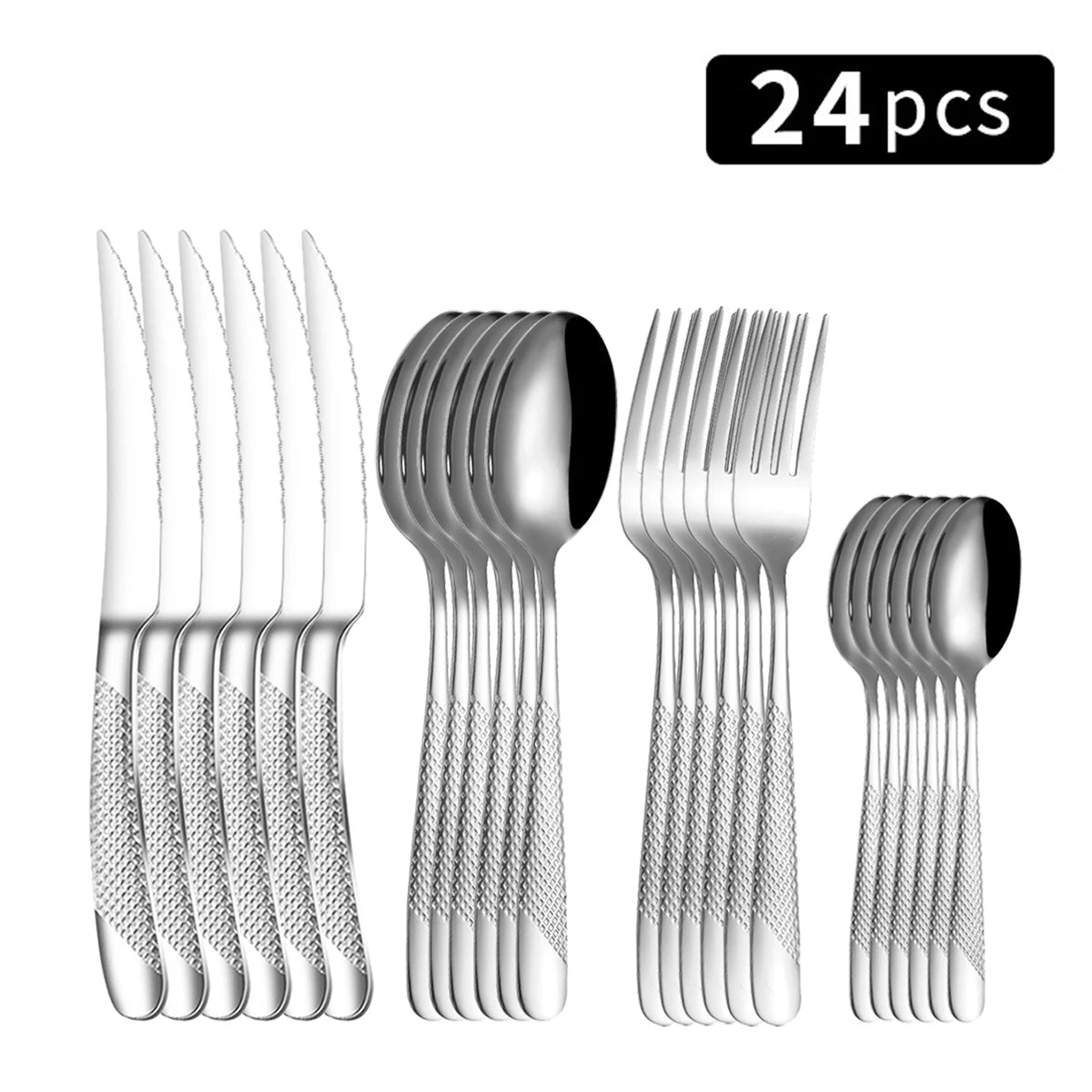 24 Stainless steel tableware star steak knife and fork