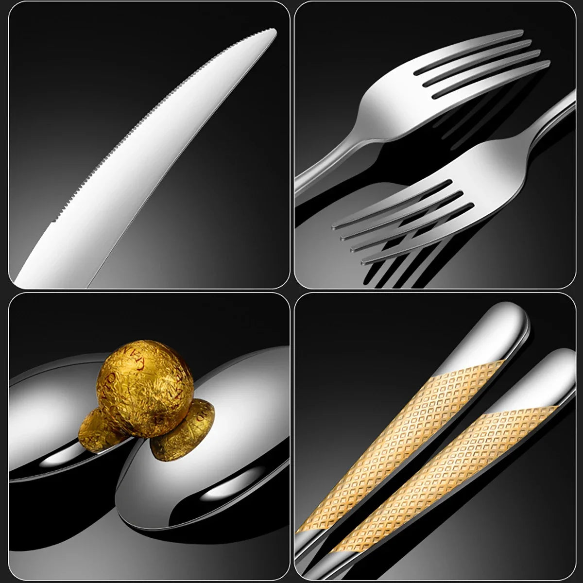 24Pcs Flatware Sets Stainless Steel Dinnerwar sher Safe