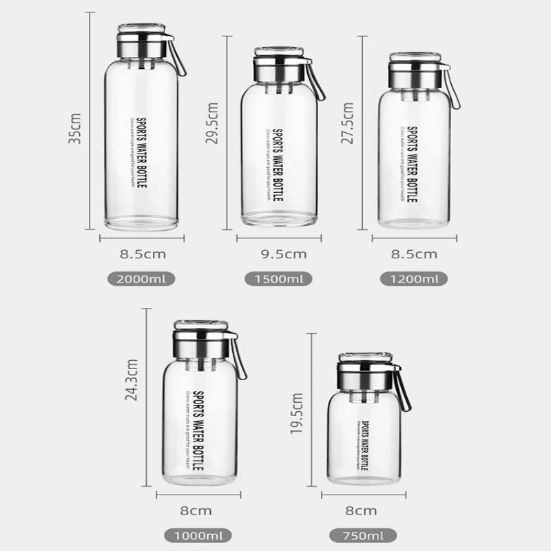 Glass Water Bottle Leakproof Drinkware