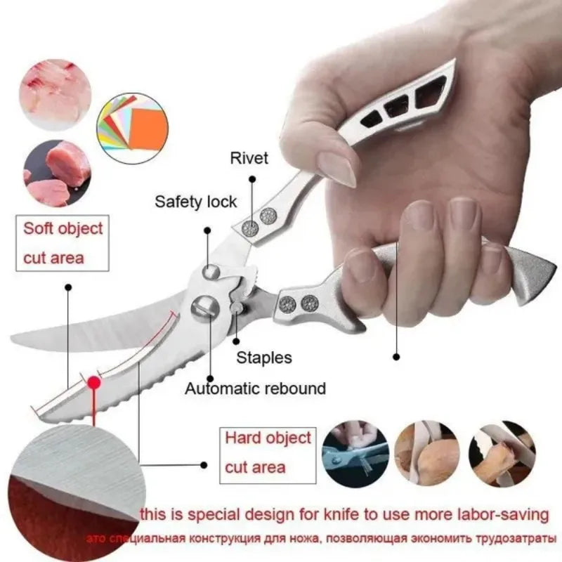 Kitchen Scissors Powerful Chicken Bone Scissors Large Stainless Steel Multifunctional Scissors
