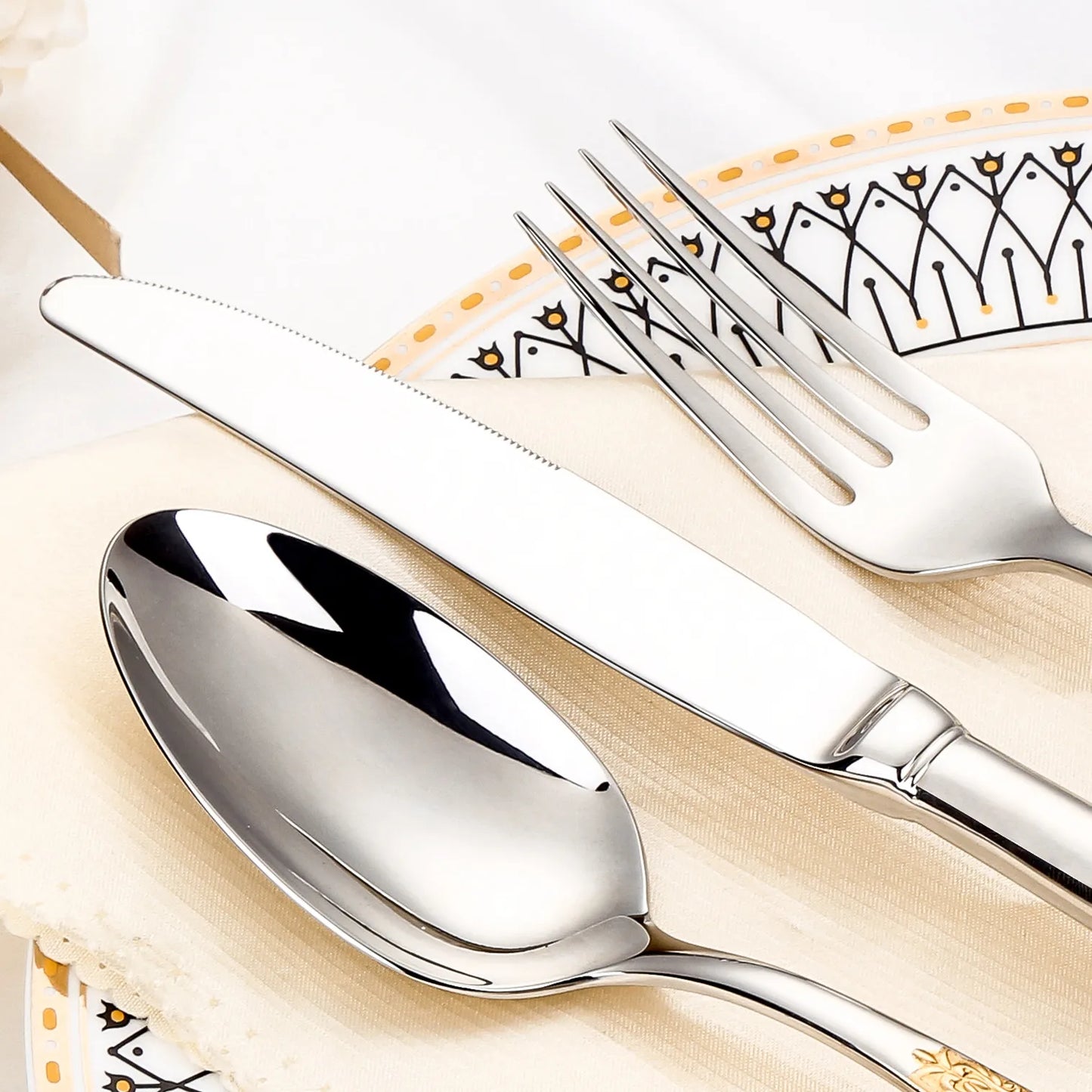 Gold Plated Flatware Set Table Knife