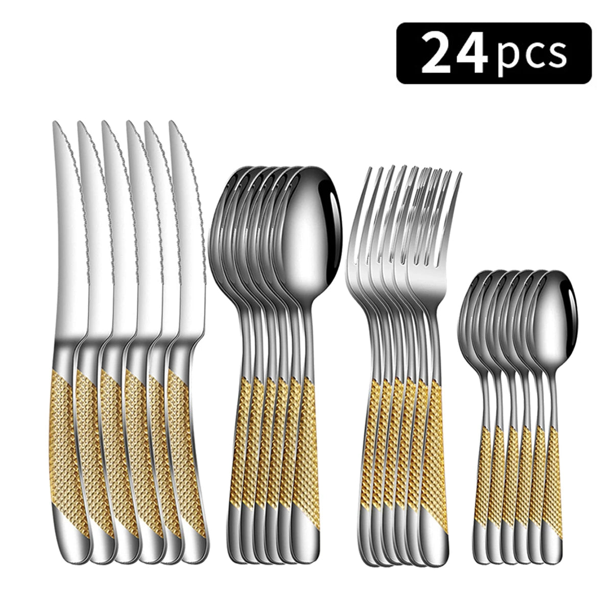 24 Stainless steel tableware star steak knife and fork