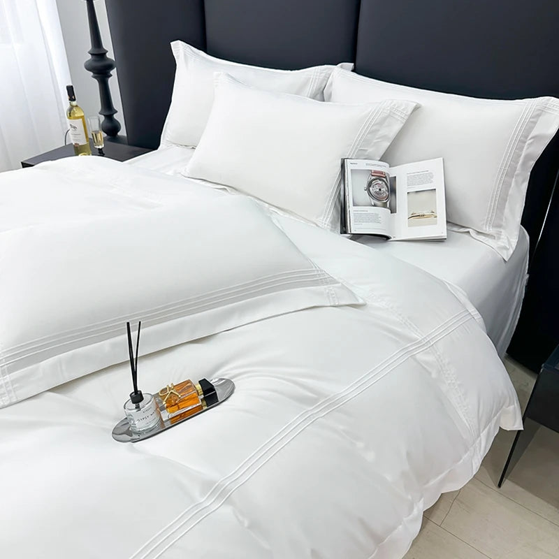 White Color Duvet Cover Set Soft Breathable