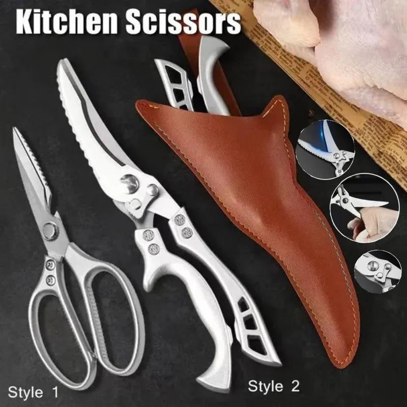 Kitchen Scissors Powerful Chicken Bone Scissors Large Stainless Steel Multifunctional Scissors