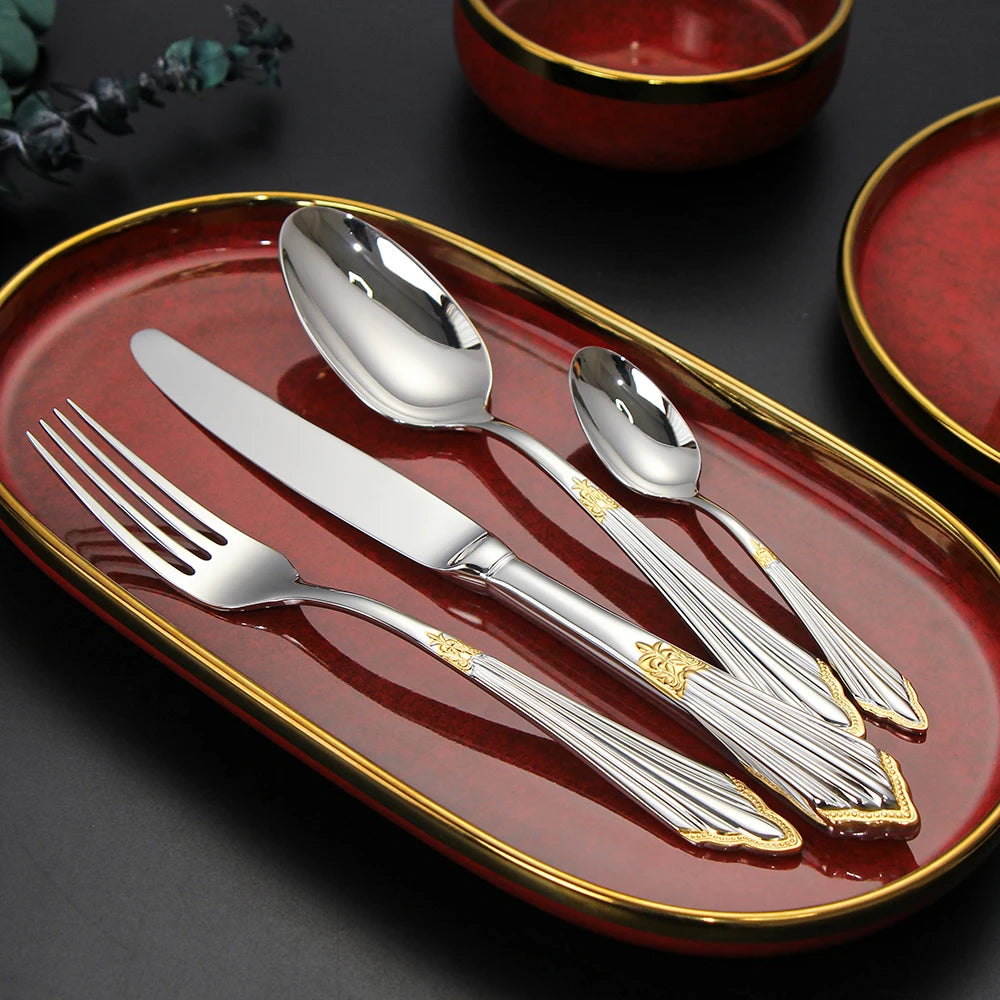Gold Plated Flatware Set Table Knife