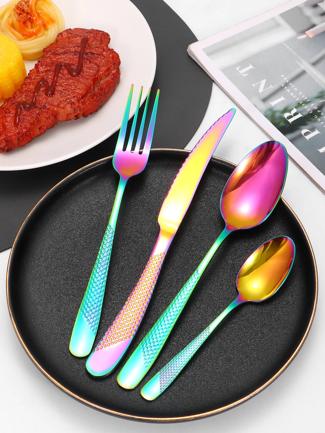 24 Stainless steel tableware star steak knife and fork