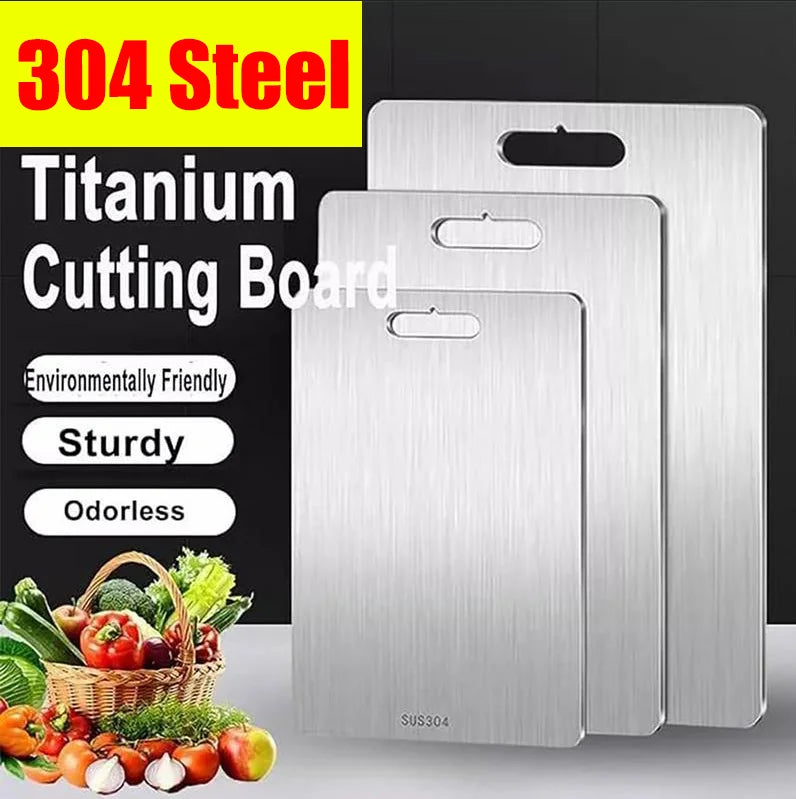 Titanium Cutting Boards for Kitchen Stainless Board 304 Steel Thickened Double Sided Food Chopping
