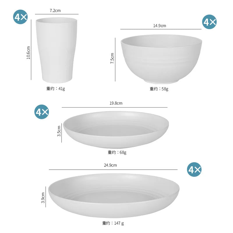 16-Piece Tableware Set Vintage Ceramic