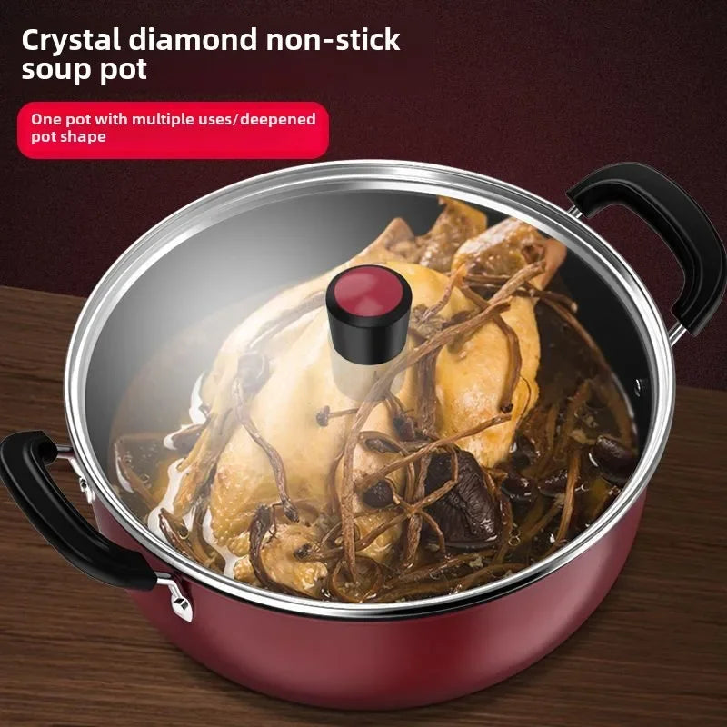 [Composite Bottom Thickening Soup Pot] Diamond Non-stick Soup Ramen Pot