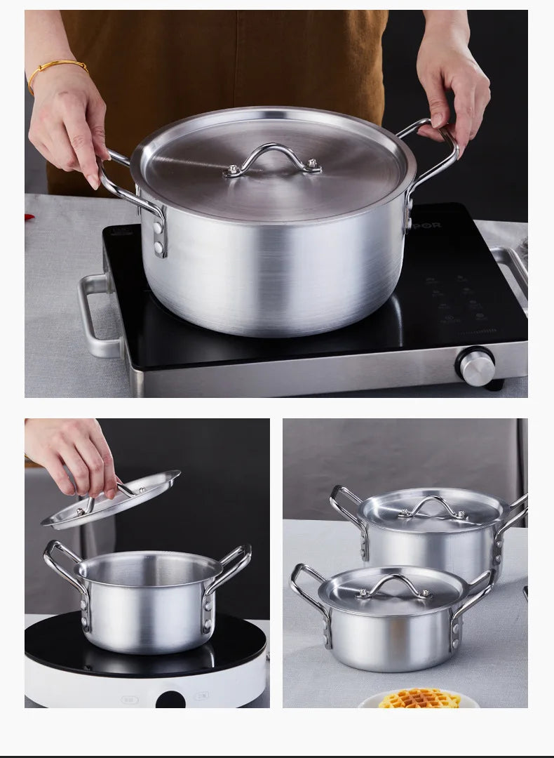 Old Style Home Aluminum Pot Environmentally Friendly Large Capacity Soup Pot Uncoated Gas Stove Gift Set Pot