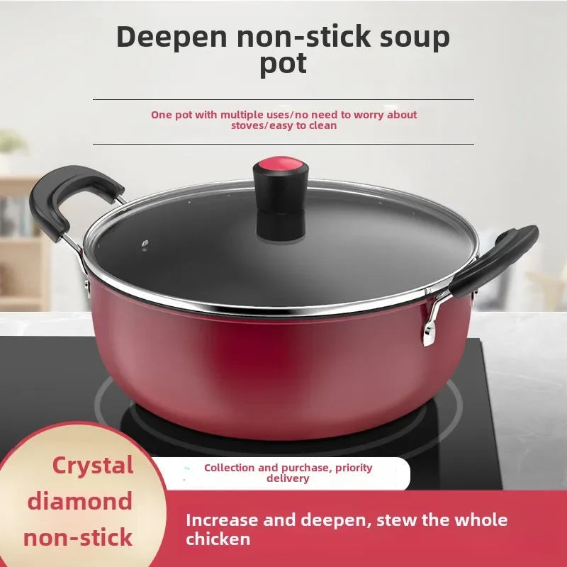 [Composite Bottom Thickening Soup Pot] Diamond Non-stick Soup Ramen Pot