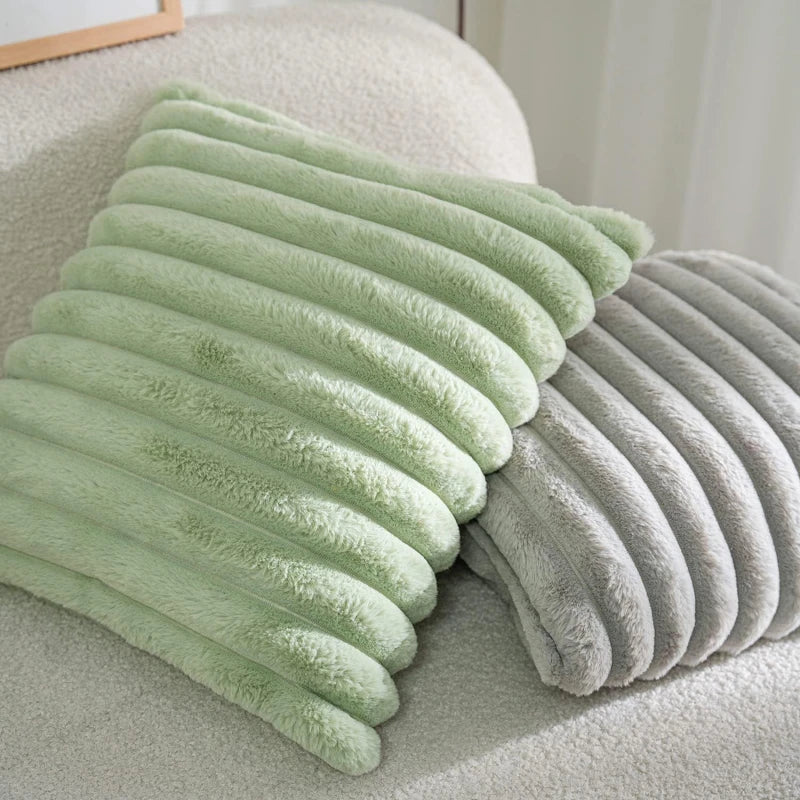 Faux Rabbit Fur Square Cushion