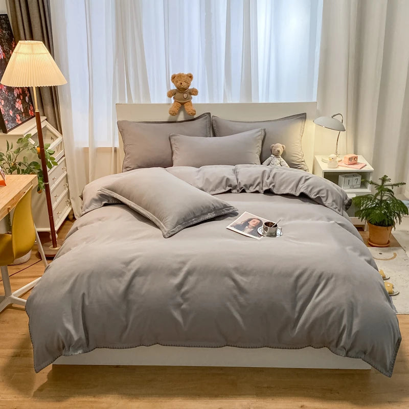 Super Soft Washed Cotton Bed Four Piece Set, Four Season Fresh Down Duvet Cover, Three Piece Set, Is a Great Seasonal Gift