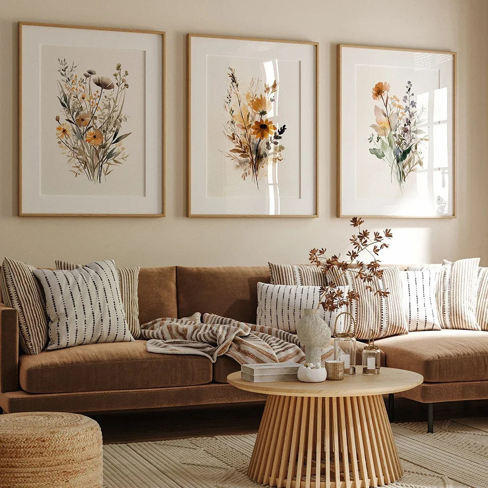 Wall Art Neutral Watercolor Wildflower