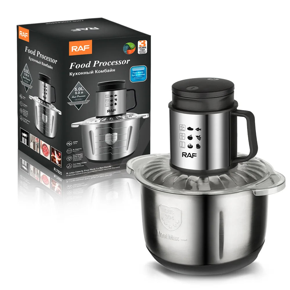 Electric Meat Grinder 1000W Multifunctional Food Processor, Stainless Steel Suitable for Baby Food, Fruits, Nuts, Vegetables