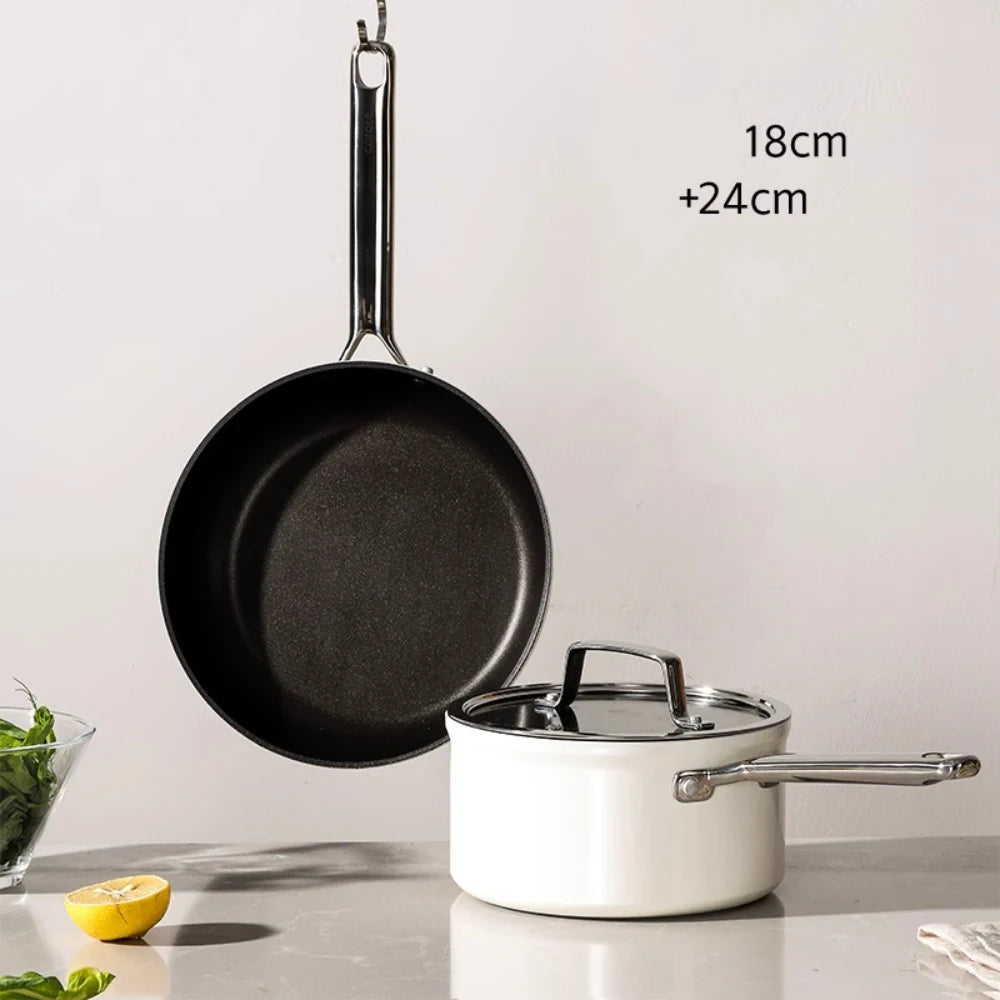 Pot Set Full Set  Non-Stick Pan Soup Pot Frying Pan 3-Piece Gas Induction Cooker Special Use Cookware Cooking Pots Set