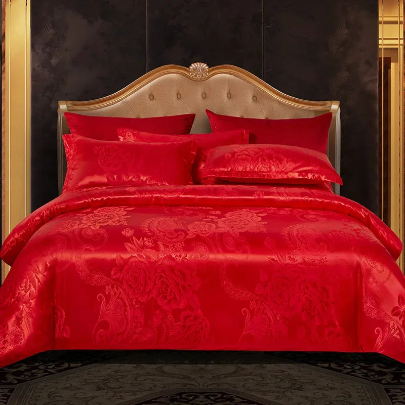 Bedding Set Luxury European Queen American Satin Double Duvet Cover Set