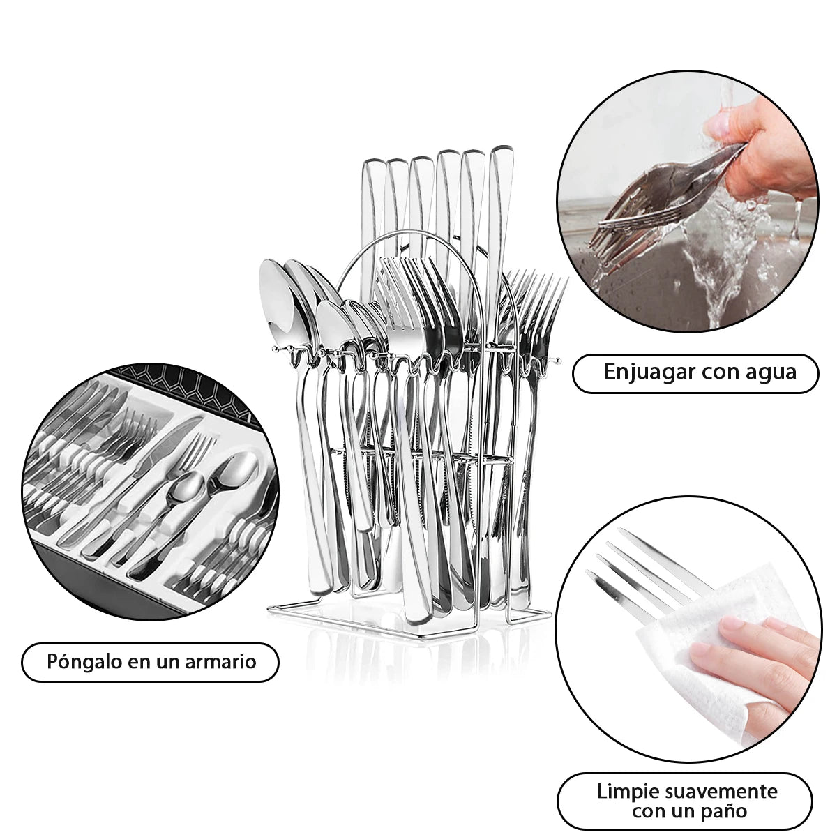 24Pcs Western Stainless Tableware Set