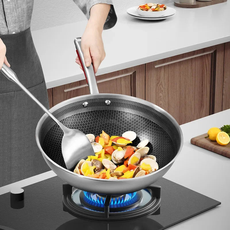 3PCS KBH 304 stainless steel non stick frying pan Soup pot  Universal household induction cooker non stick cooking pot set