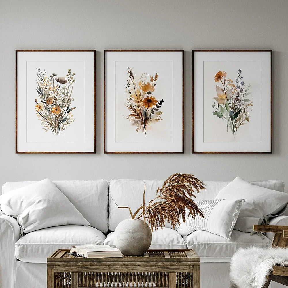 Wall Art Neutral Watercolor Wildflower