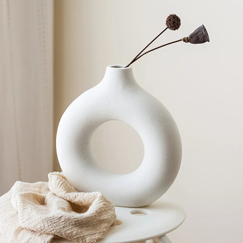White Ceramic Vase Flower Pot