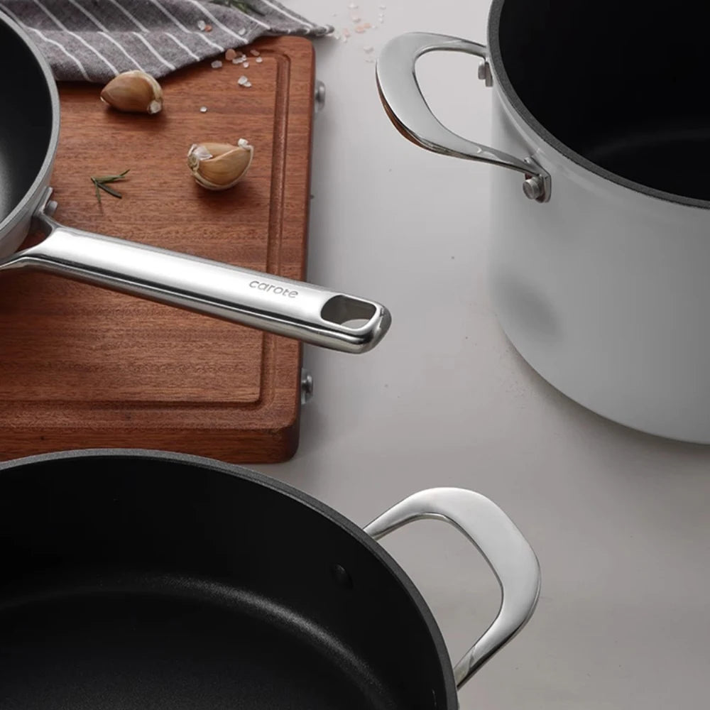 Pot Set Full Set  Non-Stick Pan Soup Pot Frying Pan 3-Piece Gas Induction Cooker Special Use Cookware Cooking Pots Set