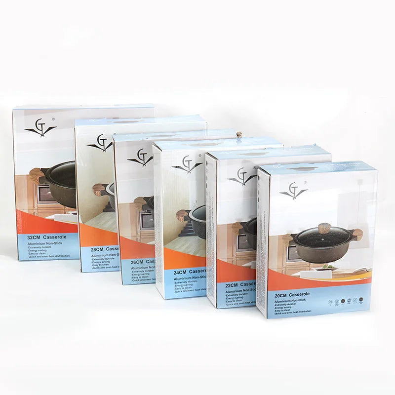 Double-Flavor Non-stick Chinese Hot Pot with Glass Cover, Korean Cookware Set, Soup Pot