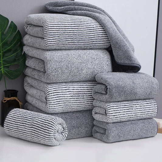 Thickening High quality bamboo charcoal coral velvet fiber bath towel Super Absorbent And Quick Drying