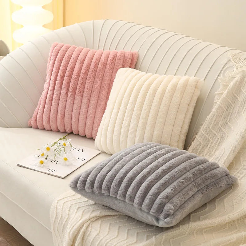 Faux Rabbit Fur Square Cushion