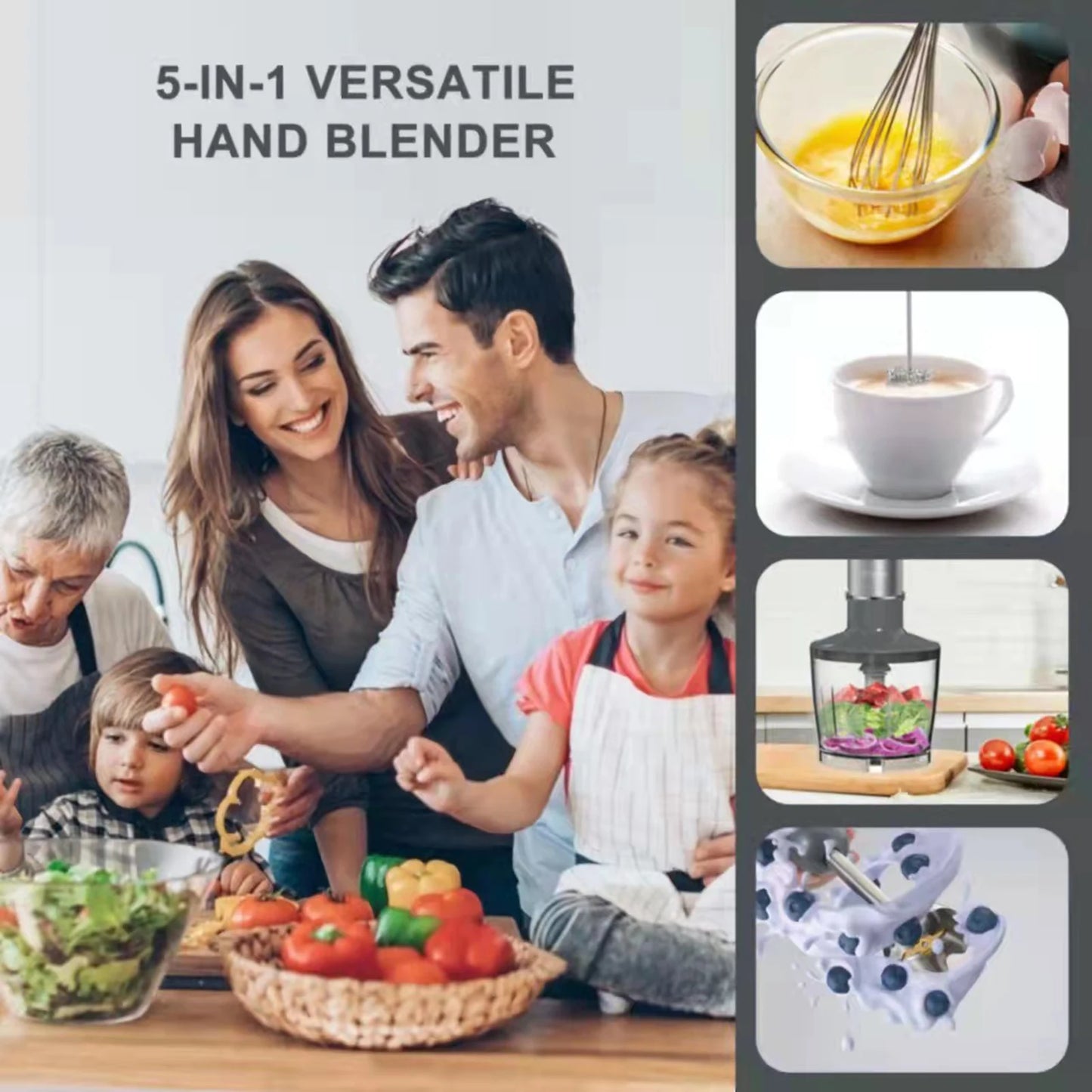 5-in-1 Electric Handheld Mixer Blender Milk Frother