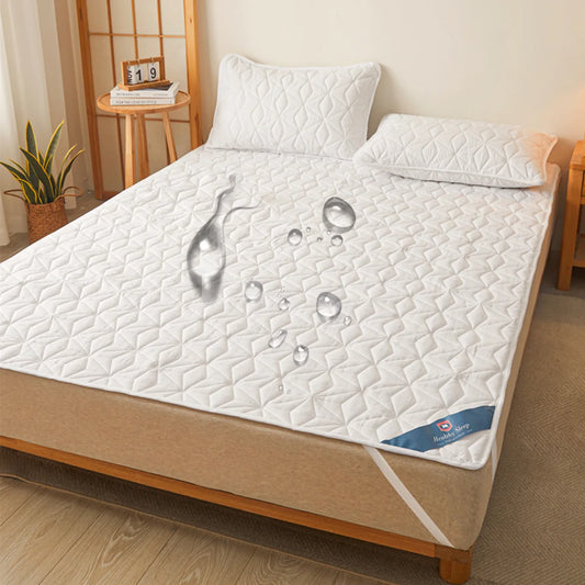 Waterproof Mattress Protector - Breathable Noiseless Mattress Cover Pad with 4 Elastic Corner Straps Fits