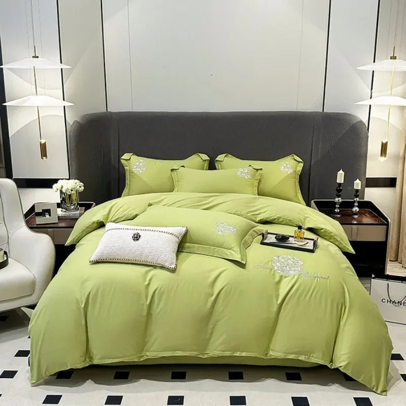 4pcs Spring and Autumn Cotton Embroidery Pure Cotton  Embroidery Sheet Quilt Set