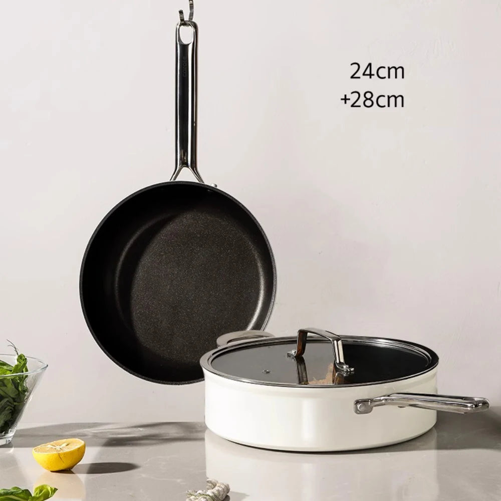 Pot Set Full Set  Non-Stick Pan Soup Pot Frying Pan 3-Piece Gas Induction Cooker Special Use Cookware Cooking Pots Set