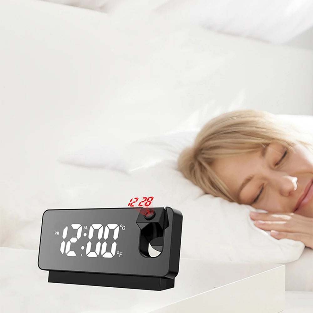 180° Rotation LED Digital Projection Alarm Clock USB Electronic Ceiling Projector Alarm Clock