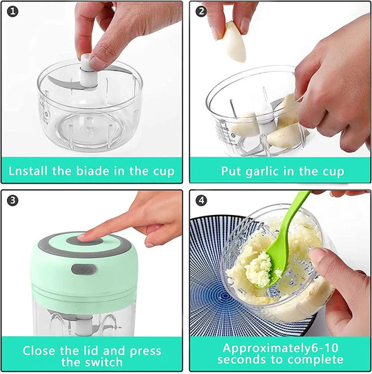 Garlic Chopper Rotate Garlic Press Crusher Vegetable Onion Cutter Kitchen Cooking Accessories