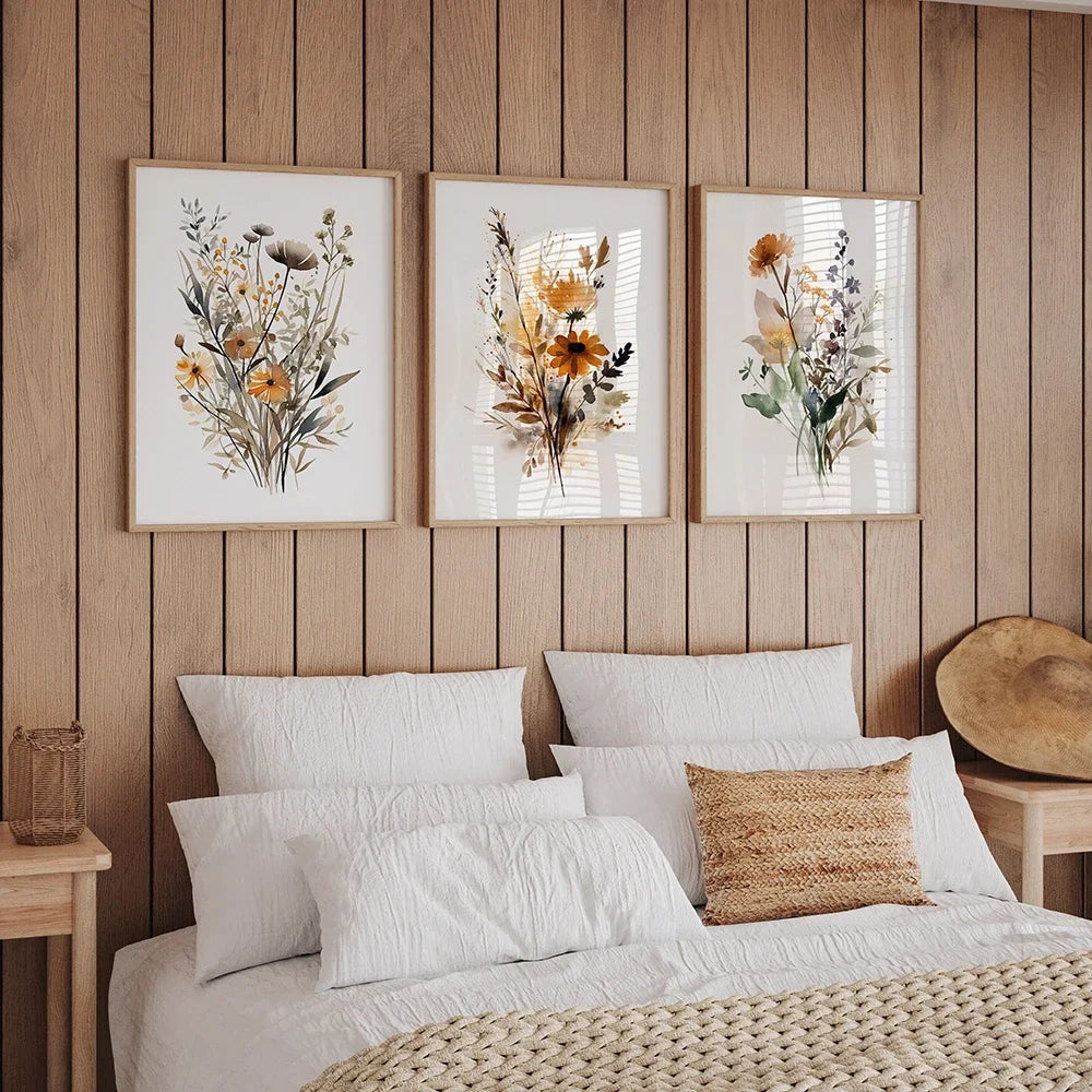 Wall Art Neutral Watercolor Wildflower