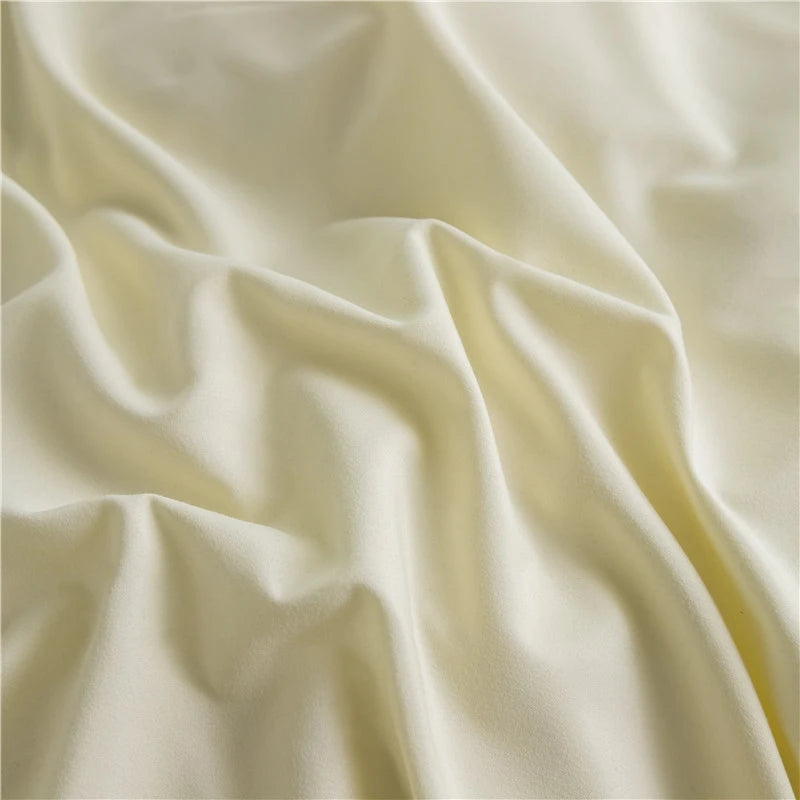 Cream Duvet Cover Bedding Set Soft Simple Solid Color Comforter Cover with Pillowcases