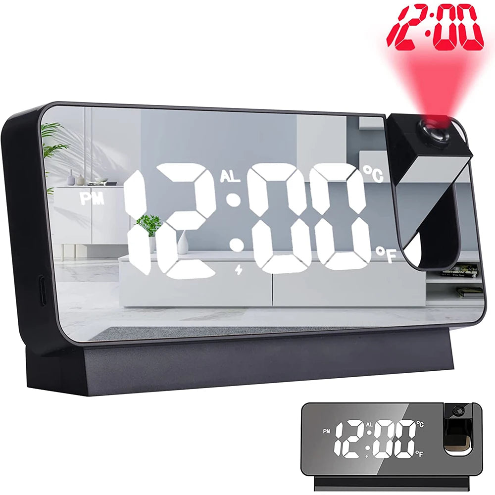 180° Rotation LED Digital Projection Alarm Clock USB Electronic Ceiling Projector Alarm Clock