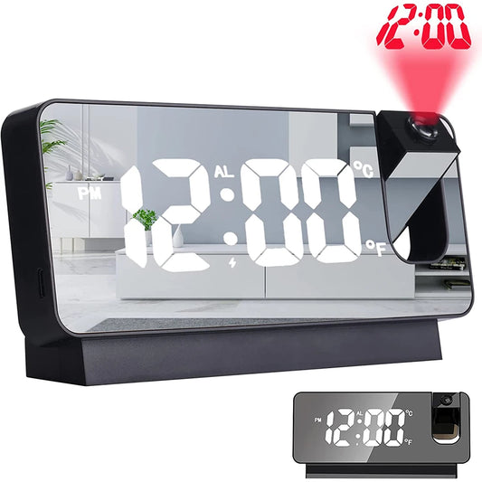 180° Rotation LED Digital Projection Alarm Clock USB Electronic Ceiling Projector Alarm Clock