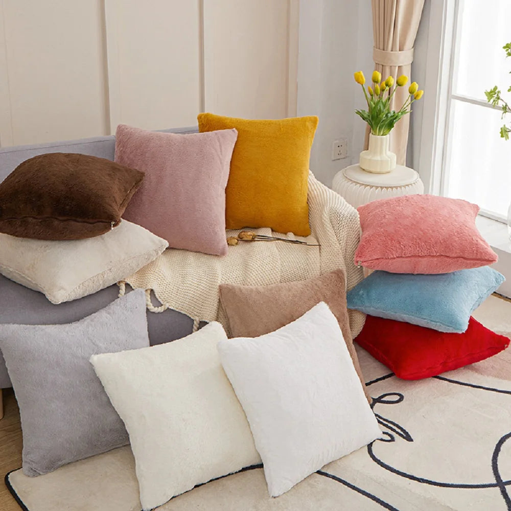 45x45cm Ultra Soft Throw Pillowcase Faux Rabbit