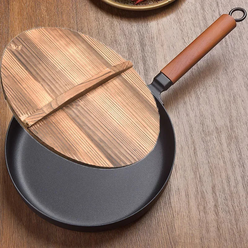 Cast Iron Pot Vintage Forged Chinese Wok Non-stick Frying Pan  Home 26CM Kitchen Wok Cooking Pot for Induction Cooker Gas Stove