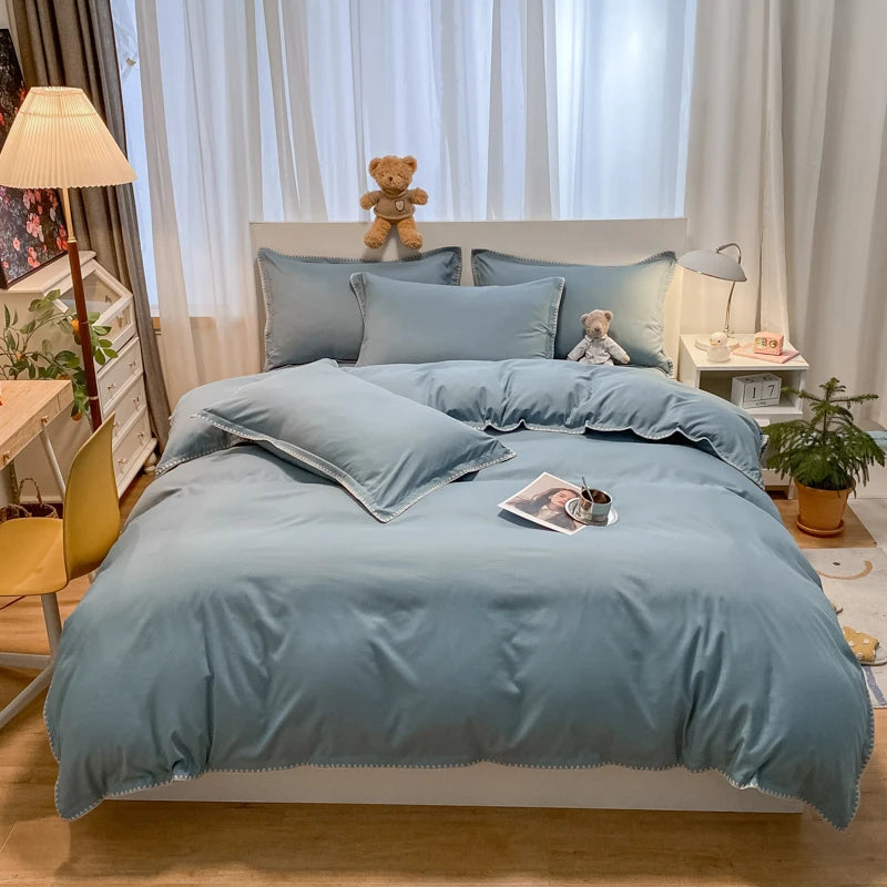 Super Soft Washed Cotton Bed Four Piece Set, Four Season Fresh Down Duvet Cover, Three Piece Set, Is a Great Seasonal Gift