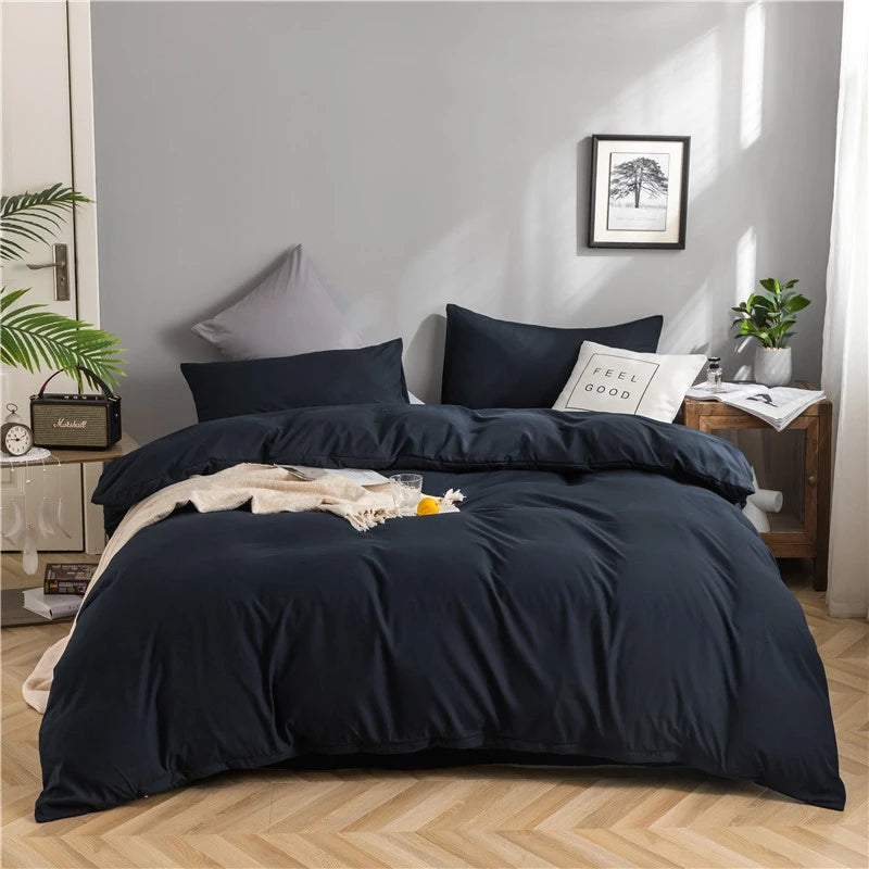 Cream Duvet Cover Bedding Set Soft Simple Solid Color Comforter Cover with Pillowcases